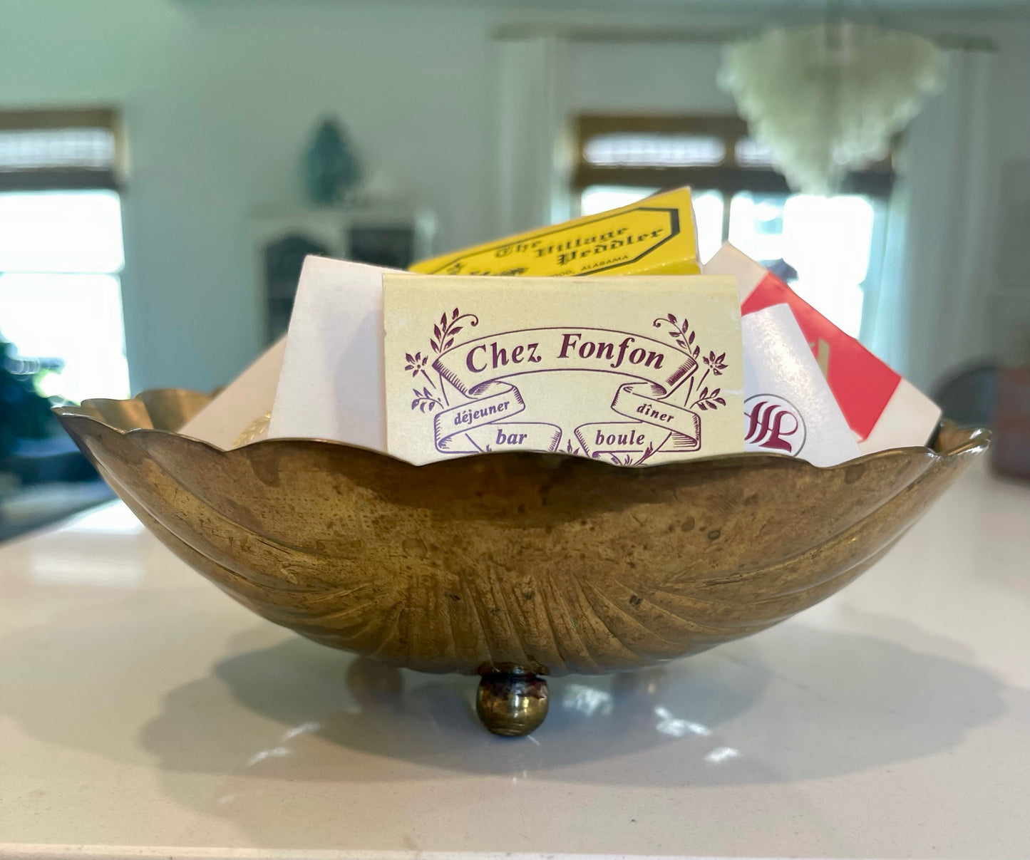 Footed Brass Seashell Dish