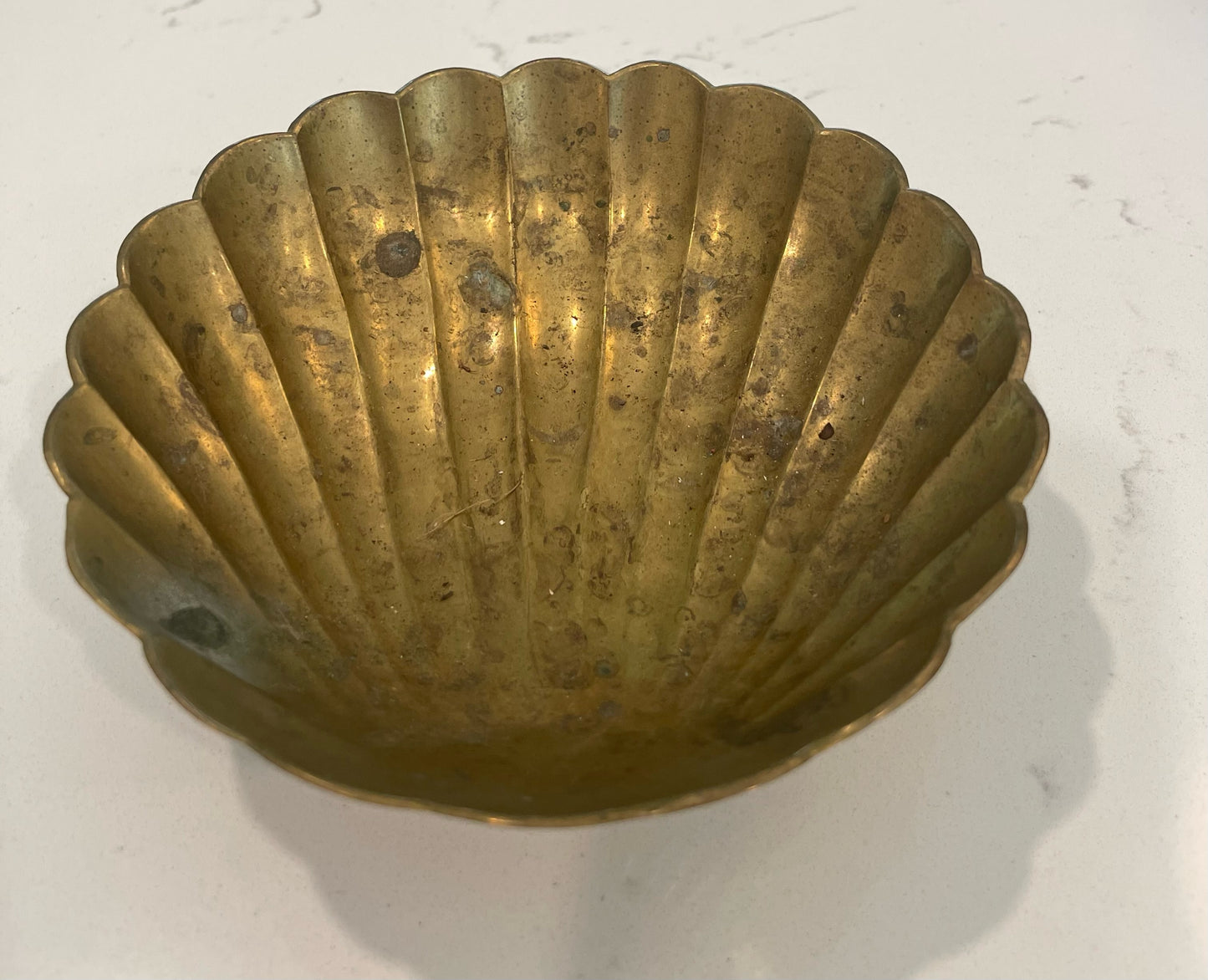 Footed Brass Seashell Dish