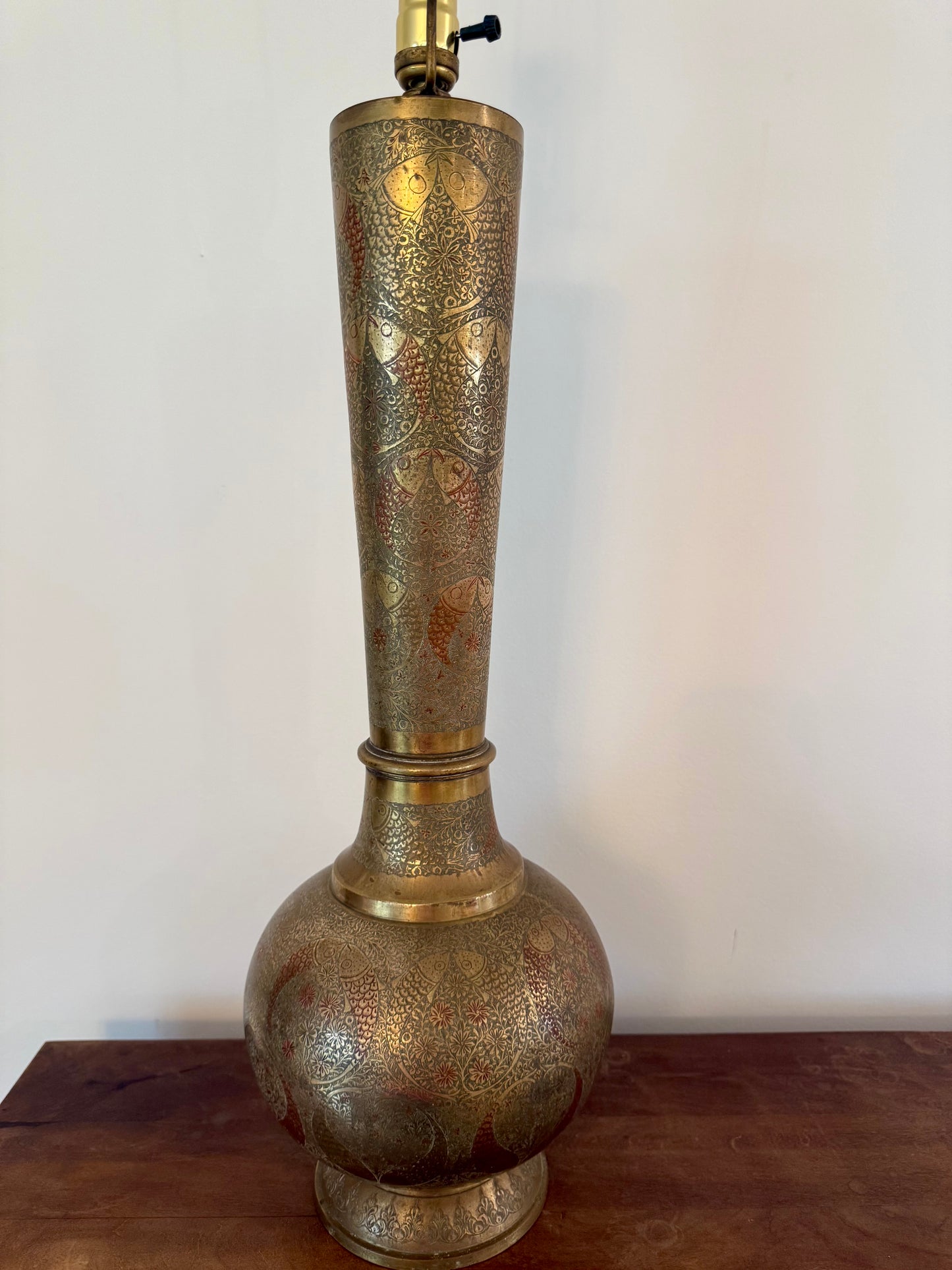 Vintage Brass Koi Lamp