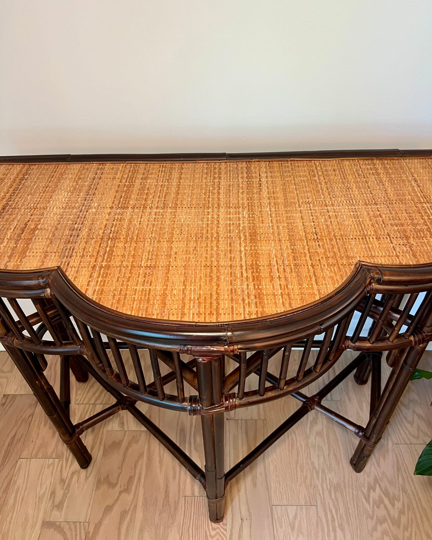 Bamboo Rattan Demilune Table