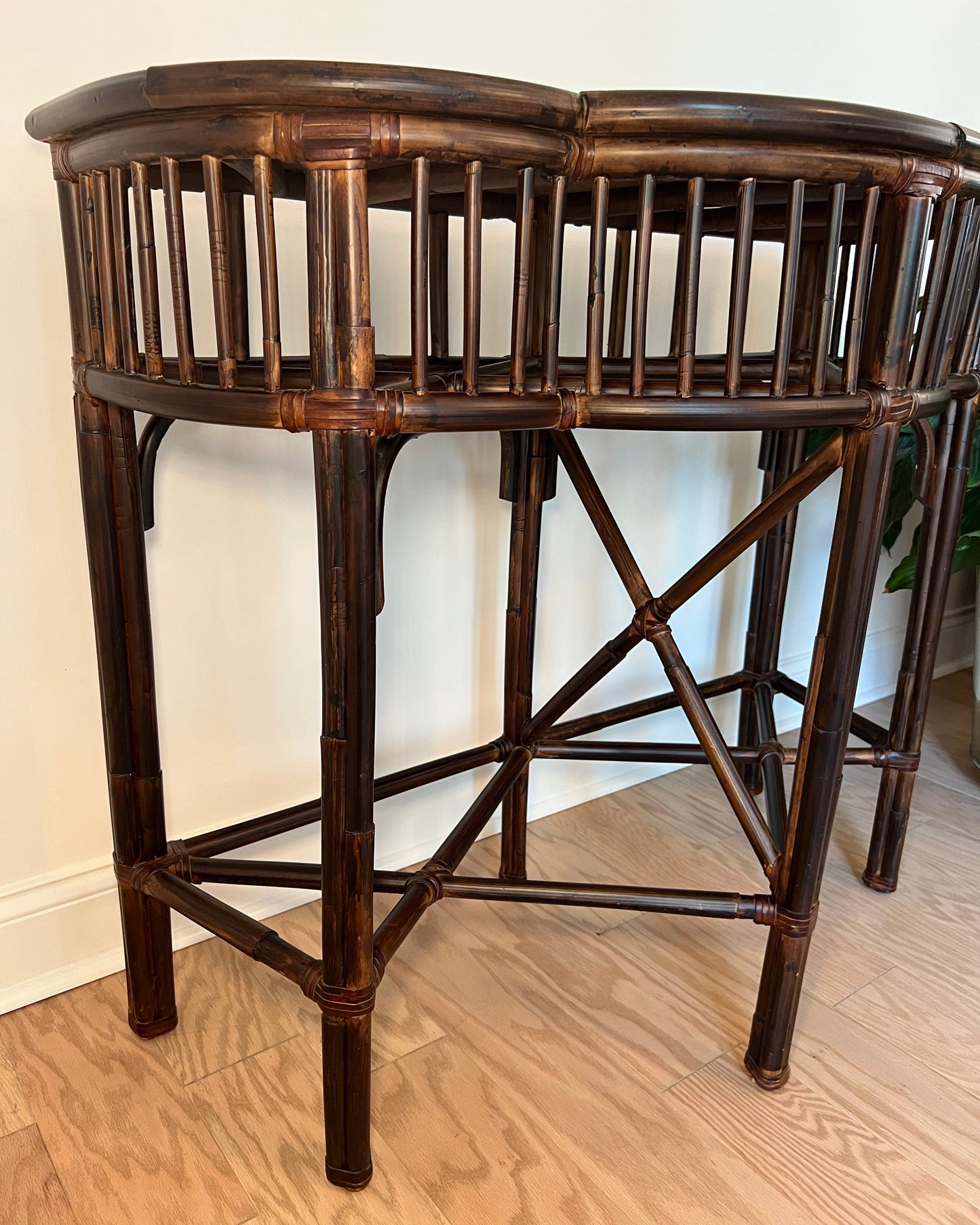 Bamboo Rattan Demilune Table