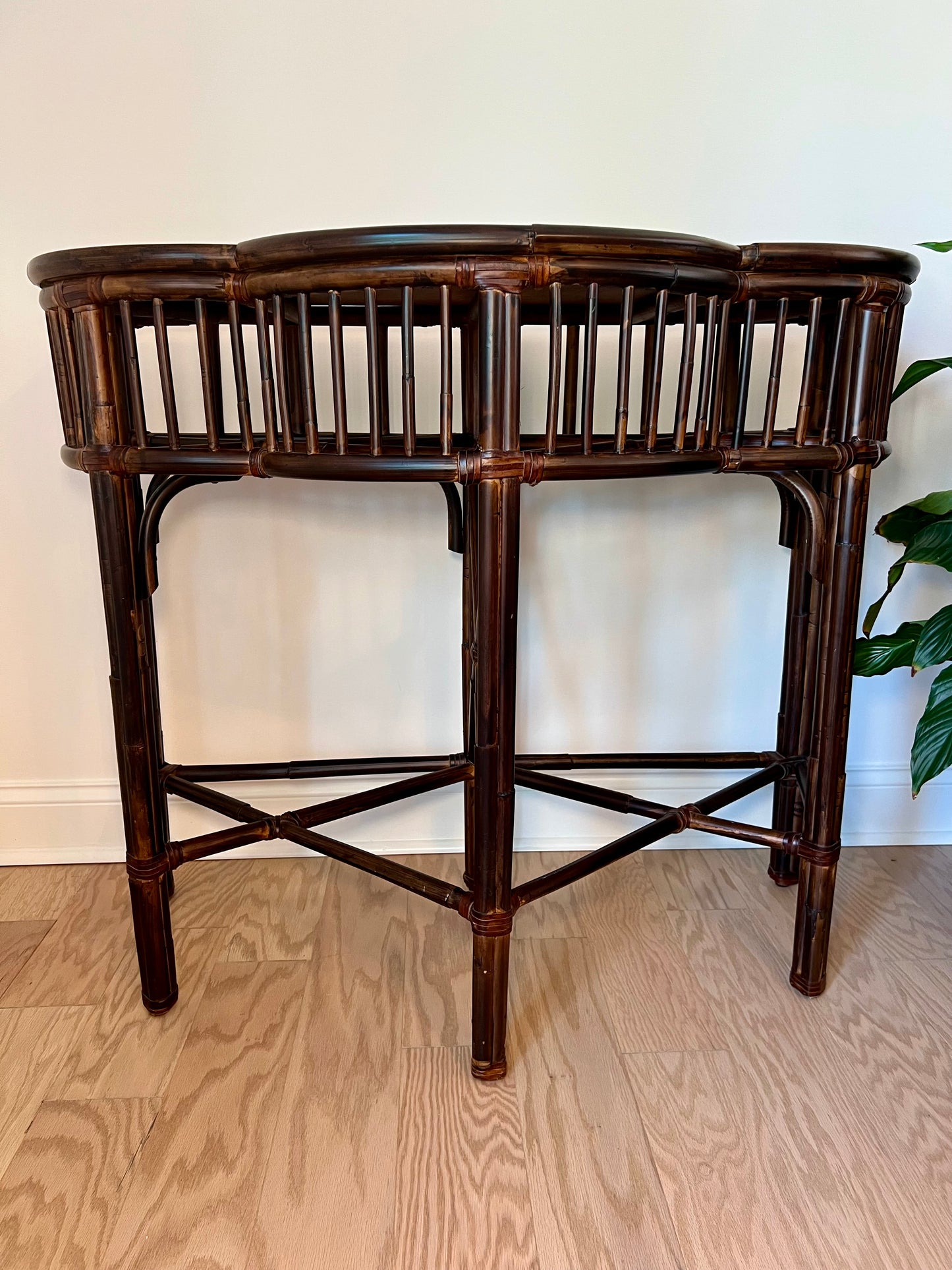 Bamboo Rattan Demilune Table