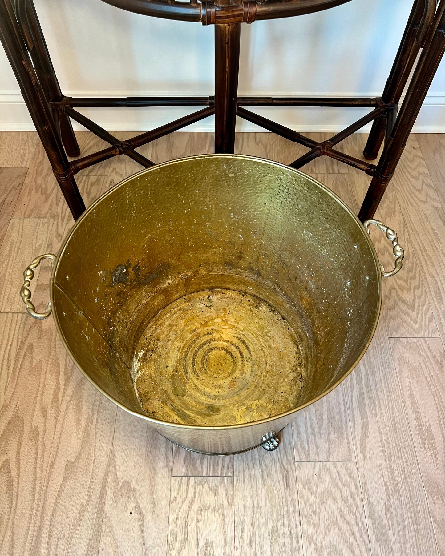 Large Brass Footed Planter