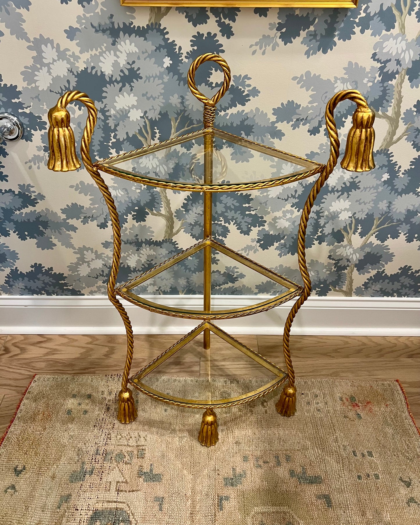 Gilt Rope & Tassel Corner Shelf