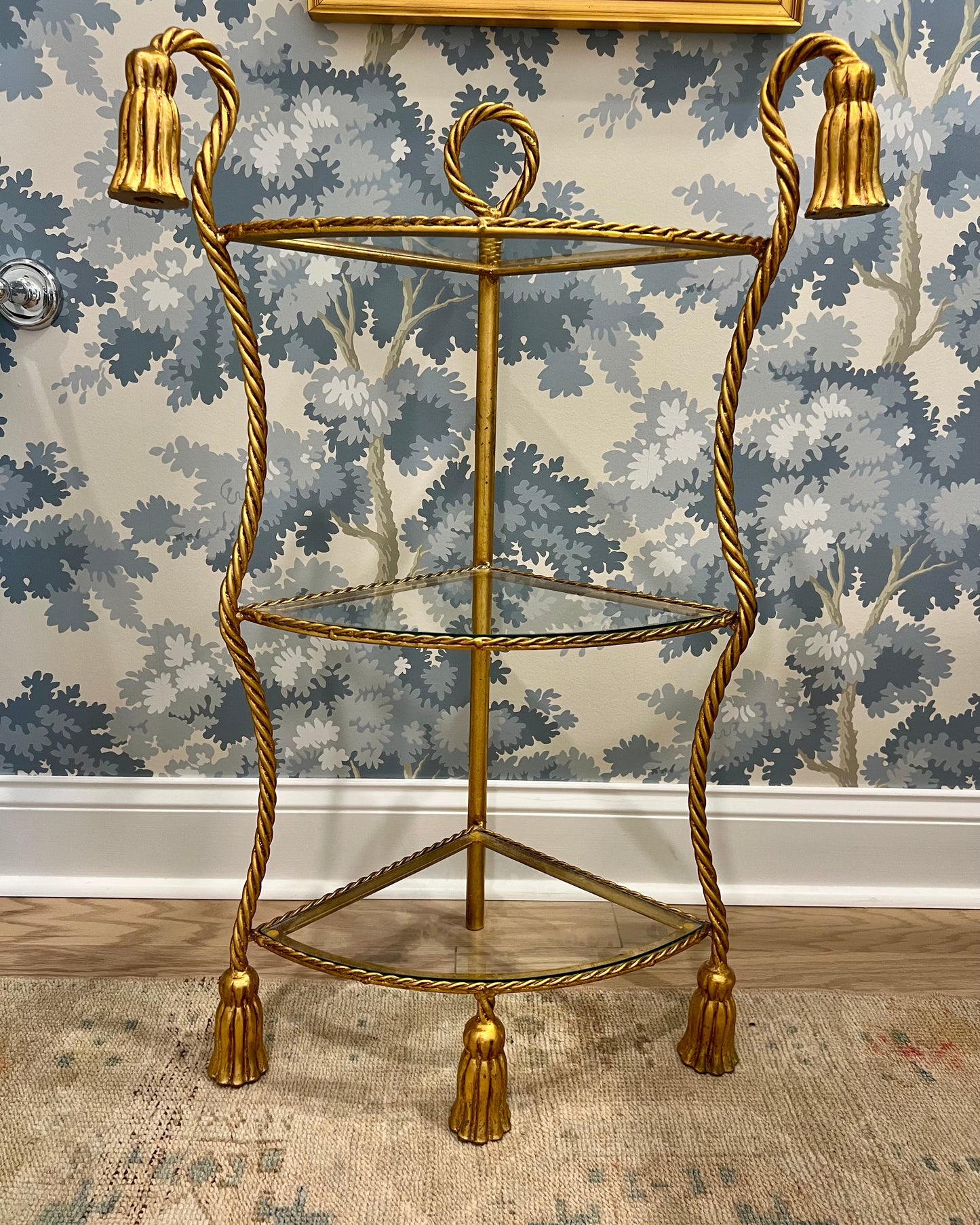 Gilt Rope & Tassel Corner Shelf