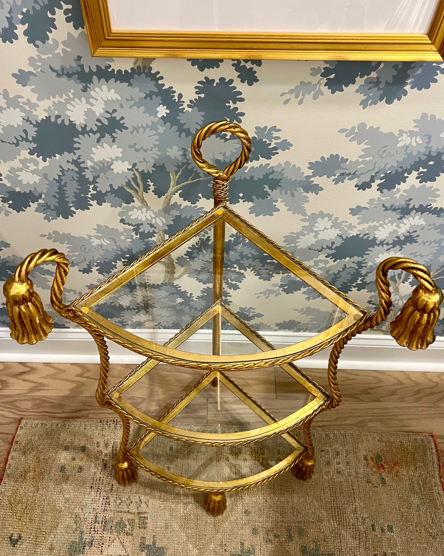 Gilt Rope & Tassel Corner Shelf