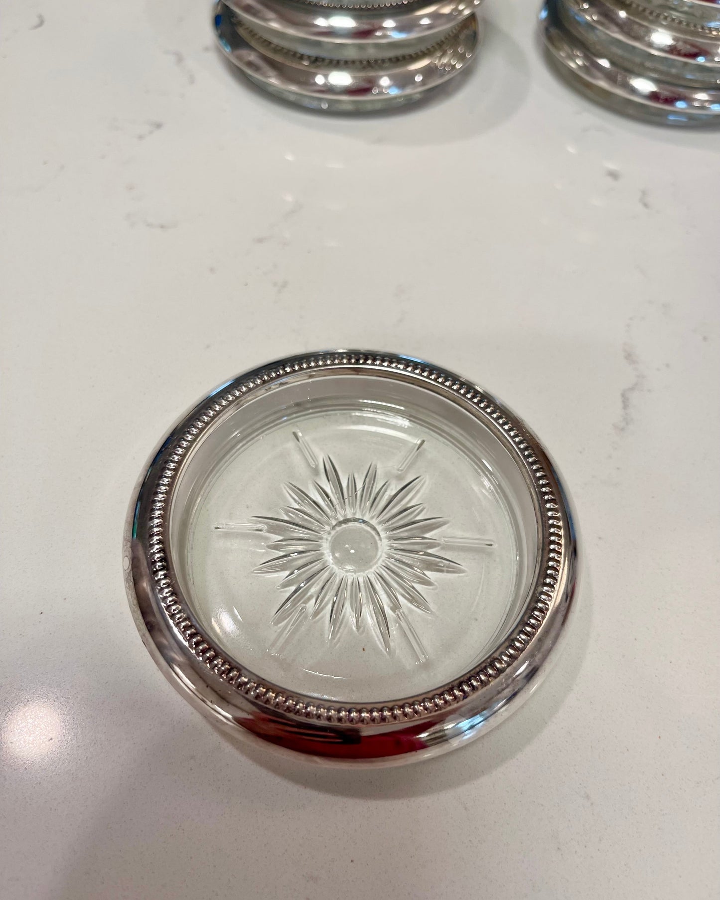Silver Plated Glass Coasters