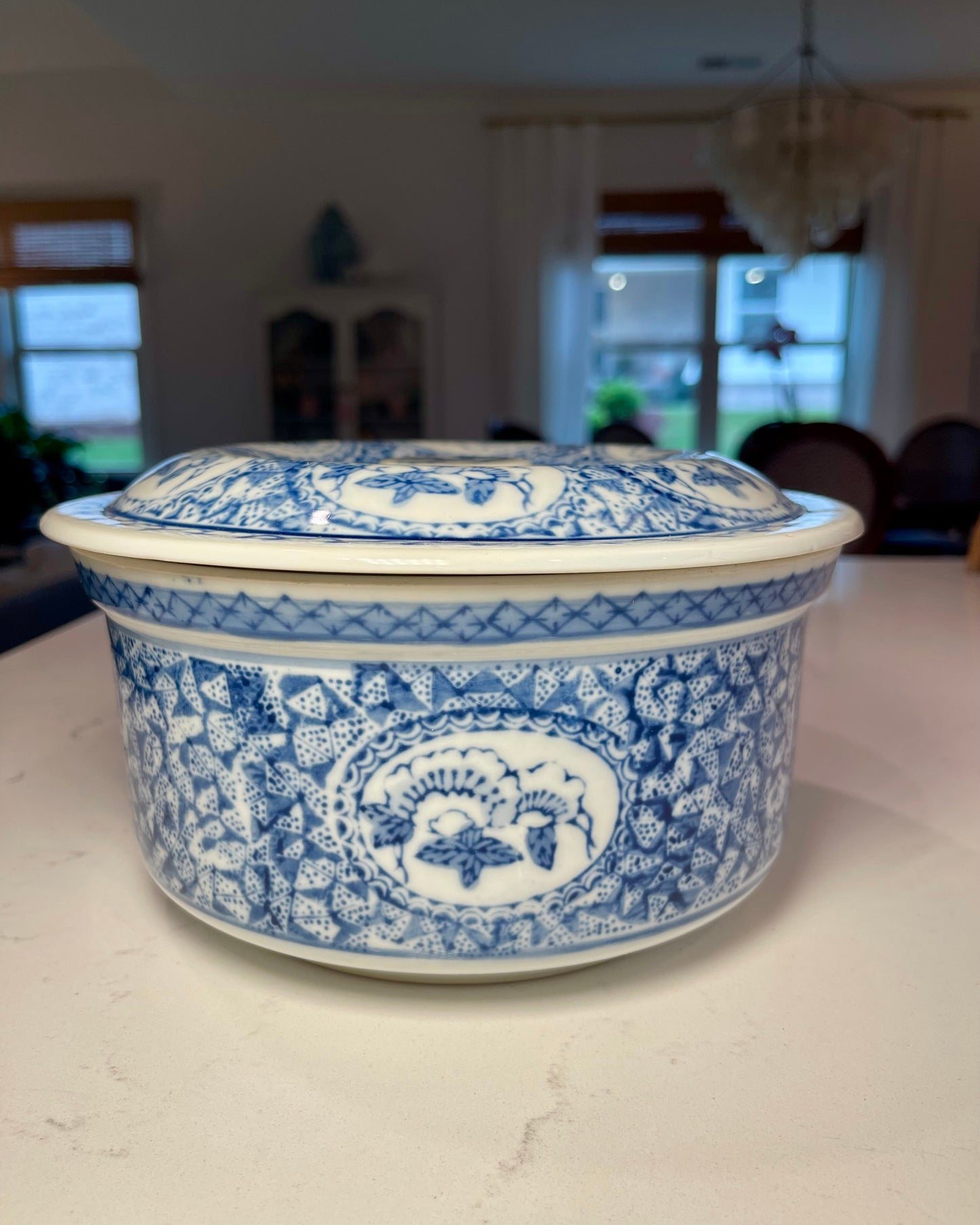 Lidded Blue & White Bowl