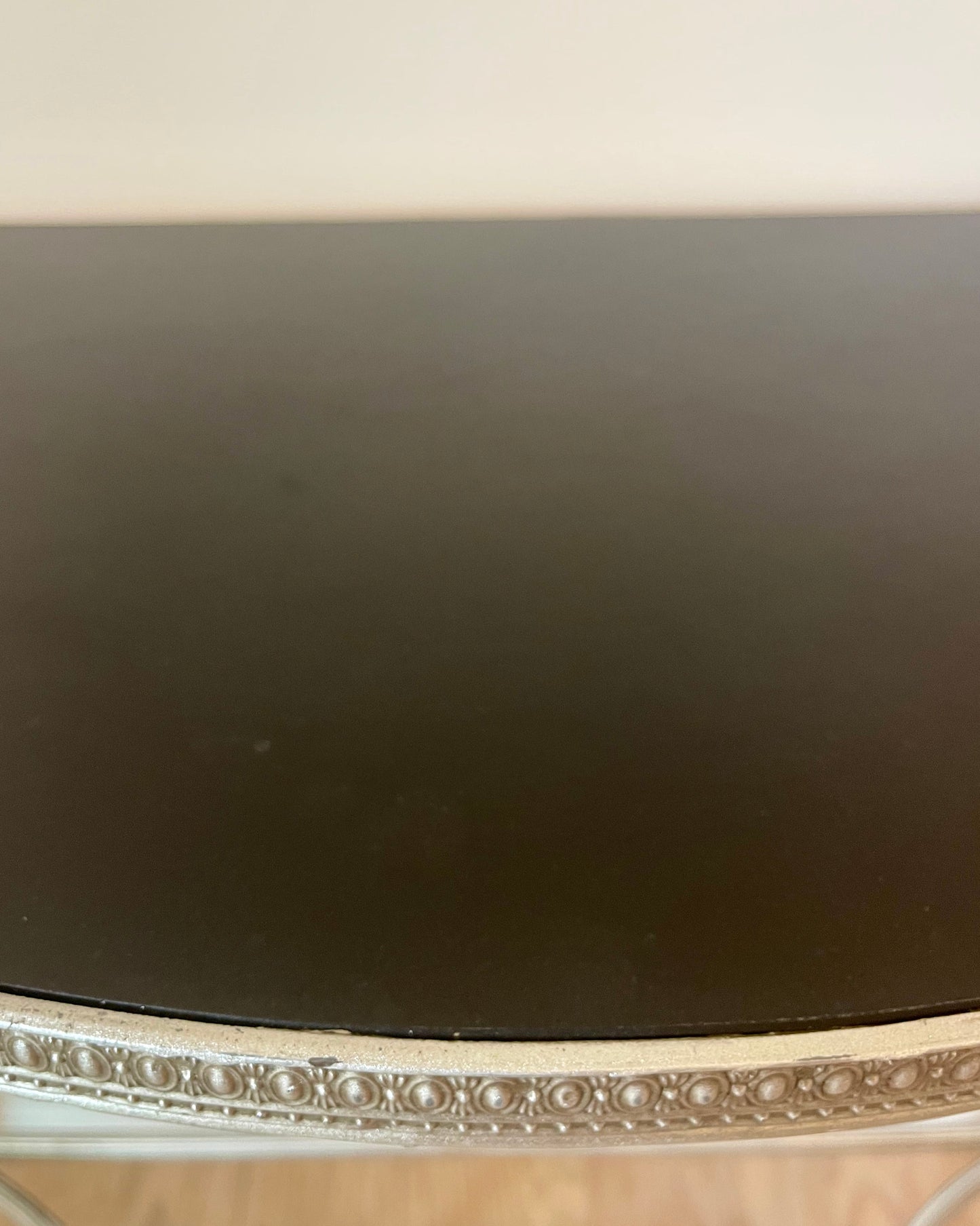 Pair Stone & Silver Demilune Tables