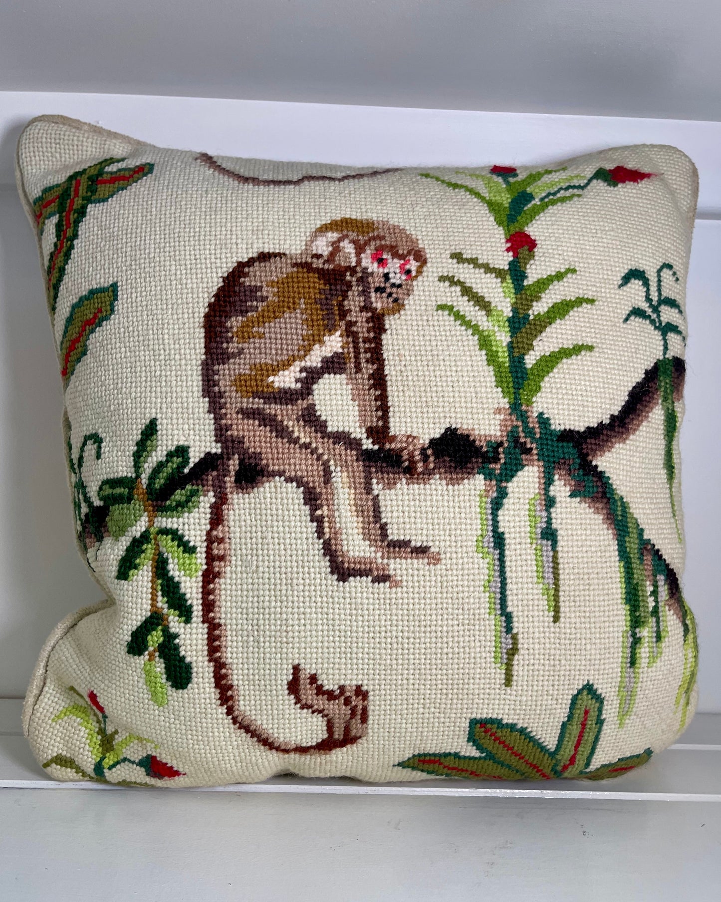 Needlepoint Monkey Pillow