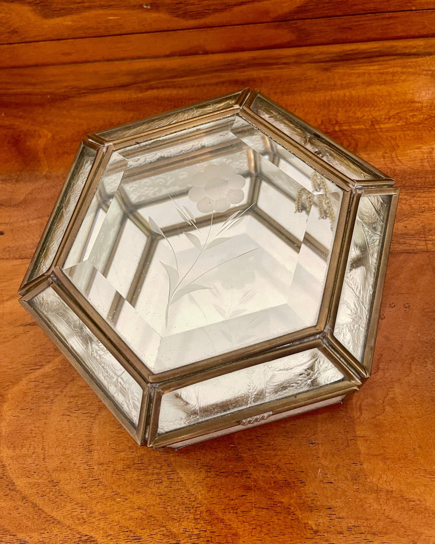 Vintage Brass & Glass Trinket Box