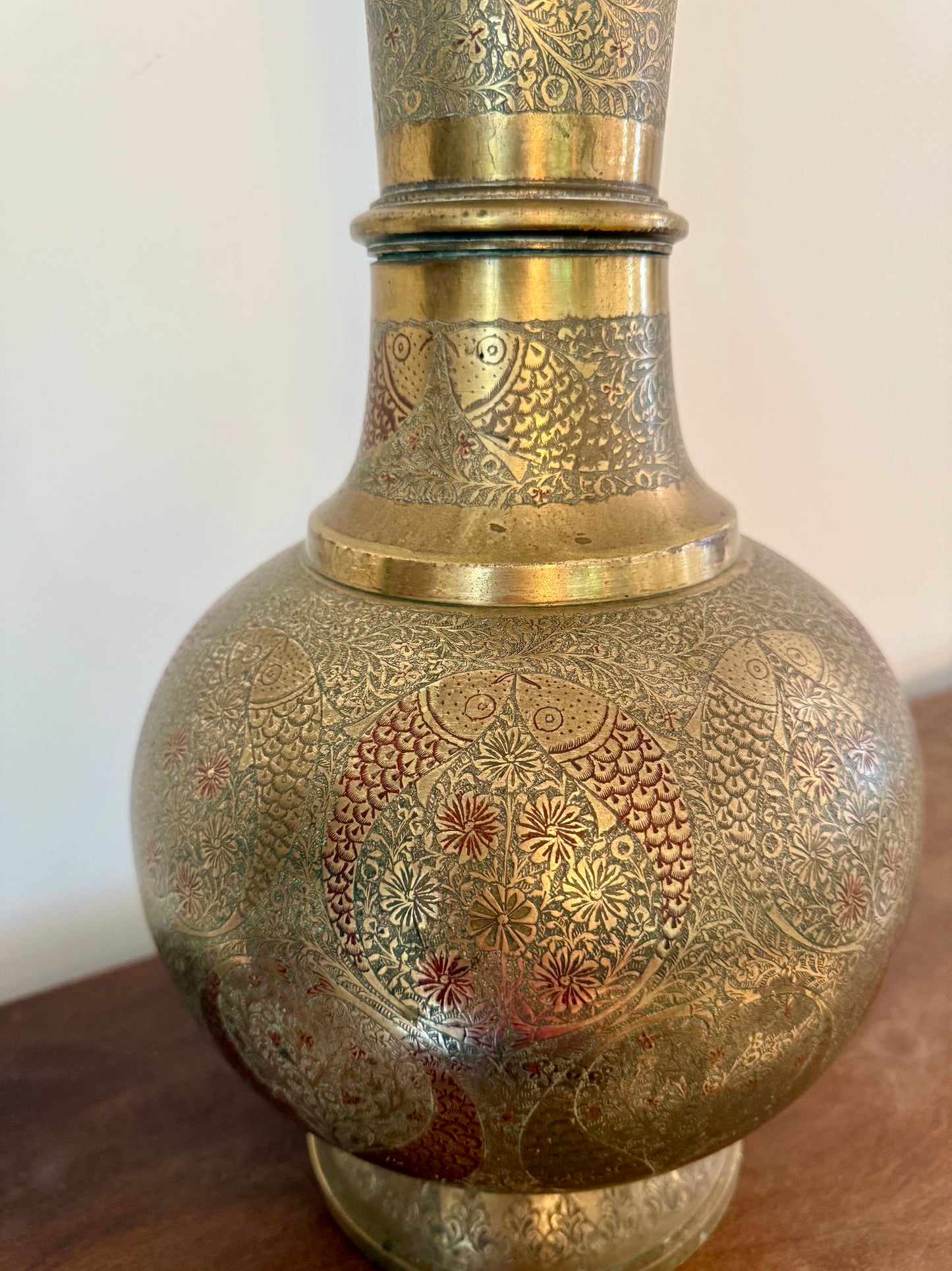 Vintage Brass Koi Lamp