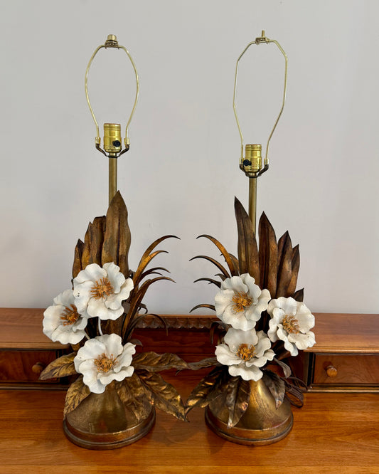 Pair Gilded Table Lamps