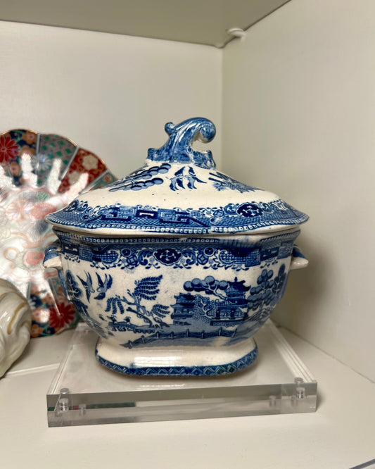 Antique Blue Willow Sauce Tureen