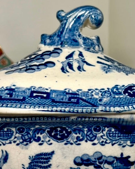 Antique Blue Willow Sauce Tureen