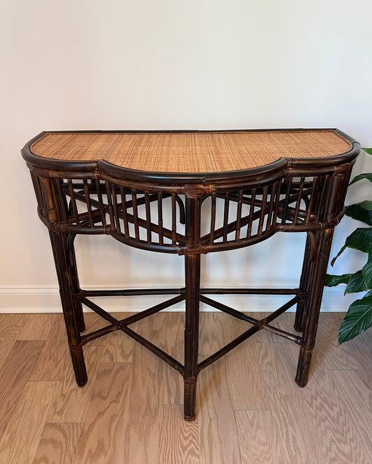 Bamboo Rattan Demilune Table