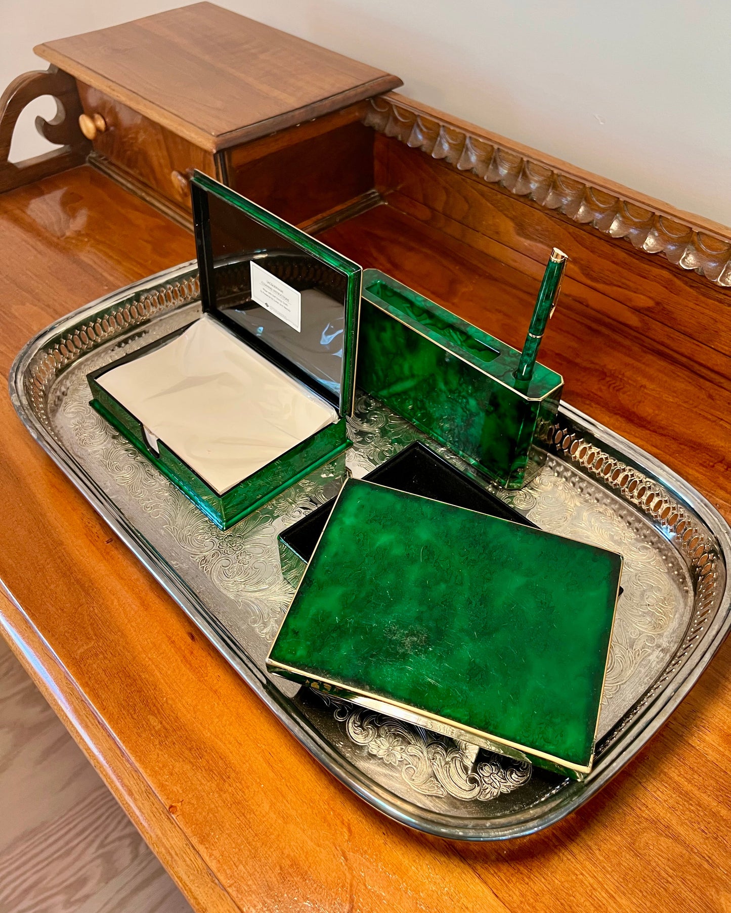 Malachite Lacquer Desk Set