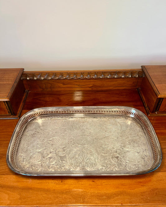 Silver Rectangular Footed Tray