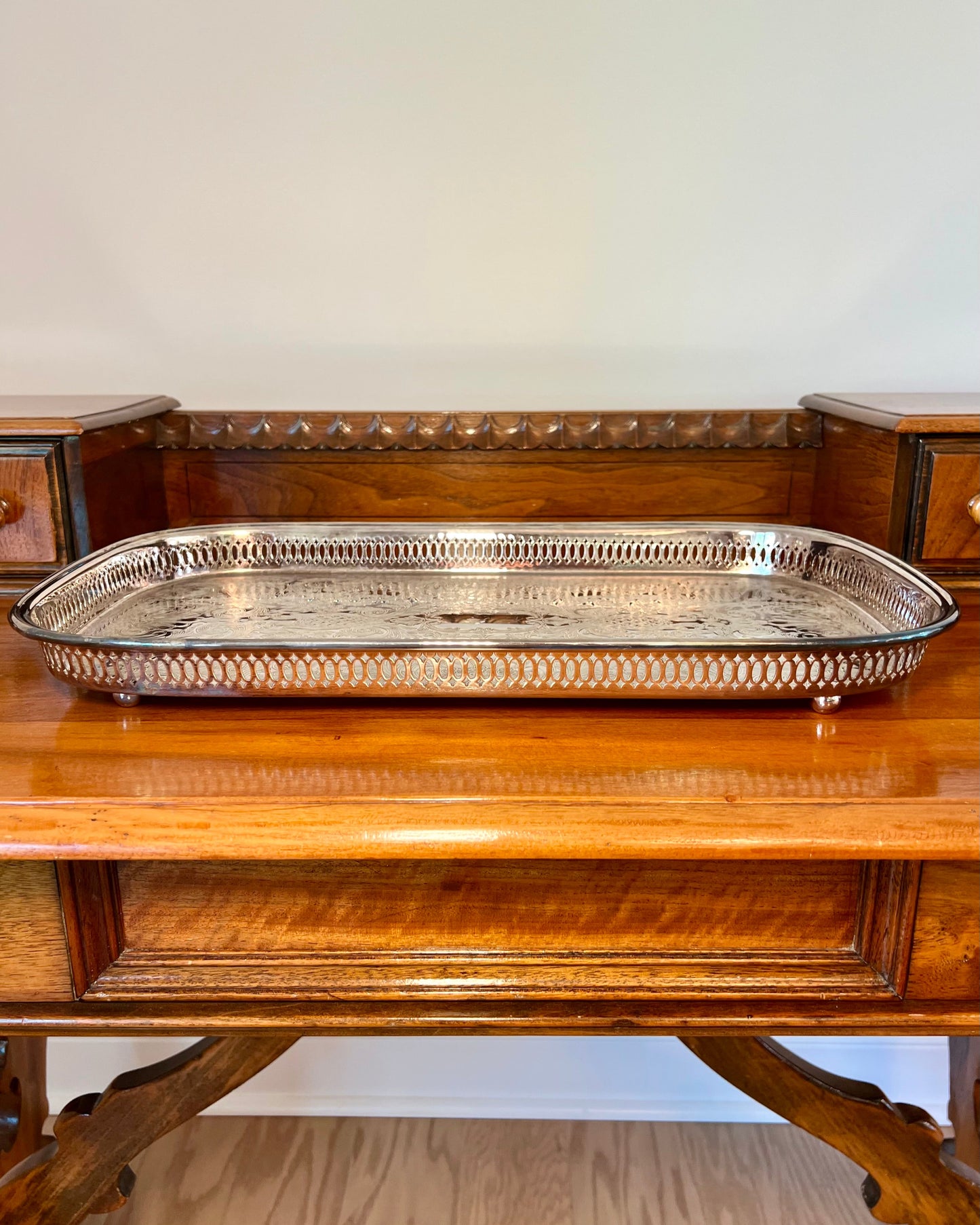 Silver Rectangular Footed Tray