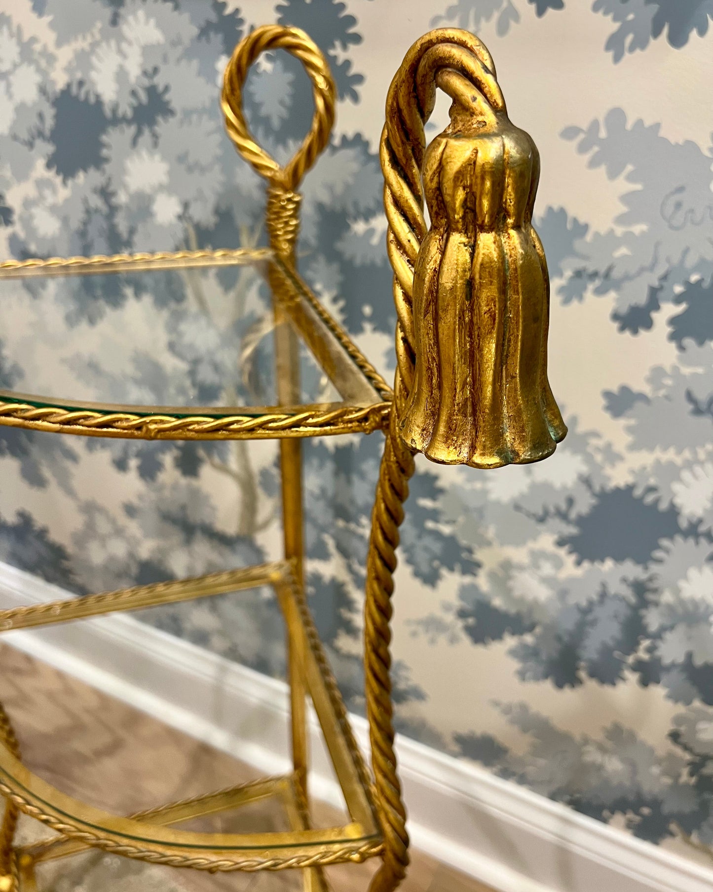 Gilt Rope & Tassel Corner Shelf