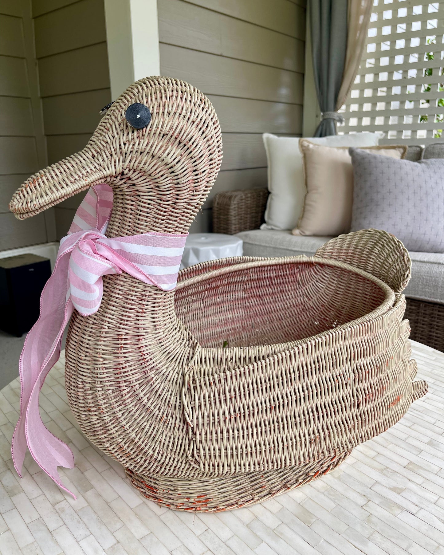 Vintage Wicker Swan Basket