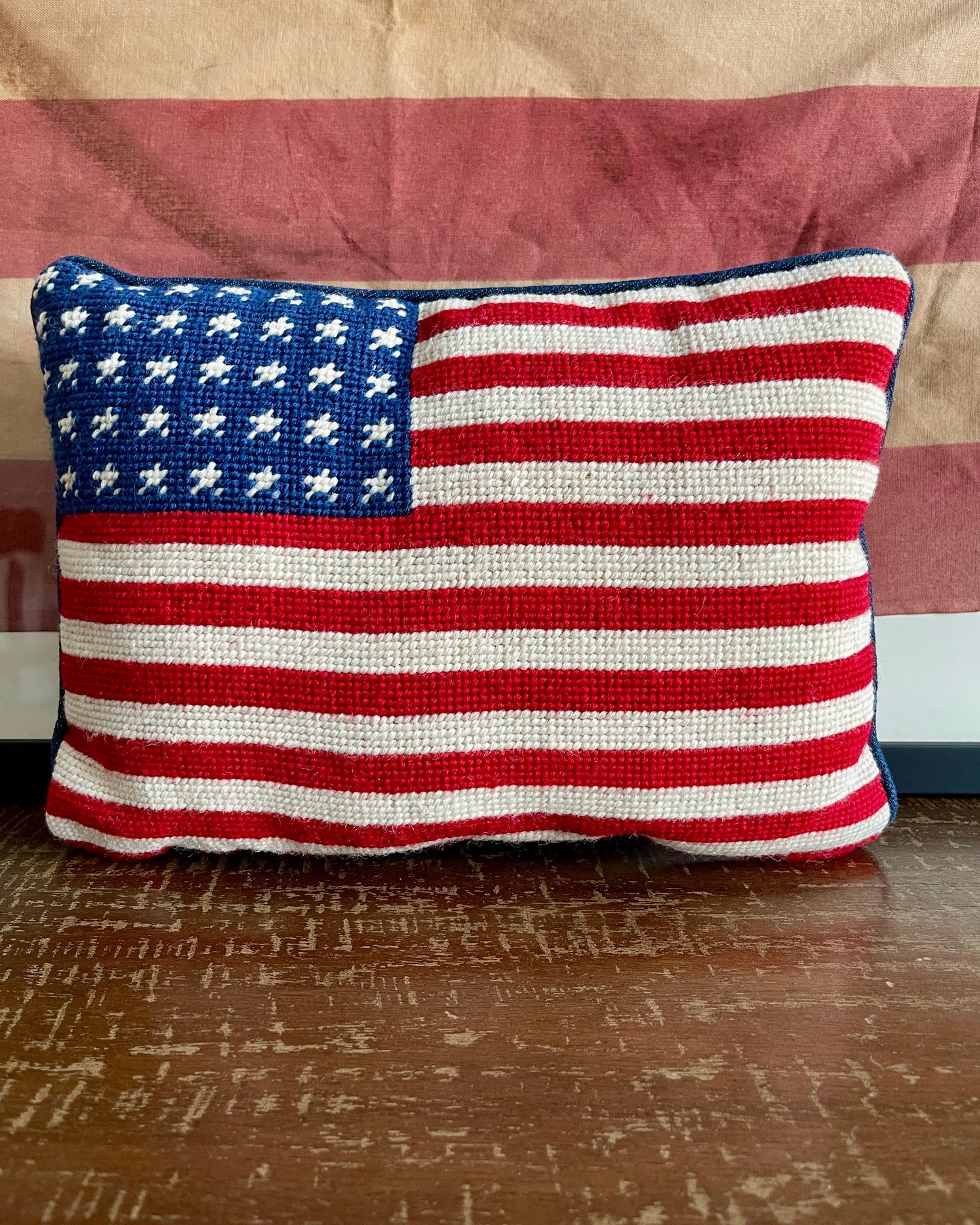 American Flag Needlepoint Pillow