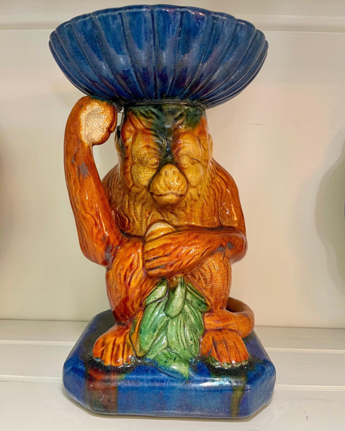 Majolica Style Monkey Compote