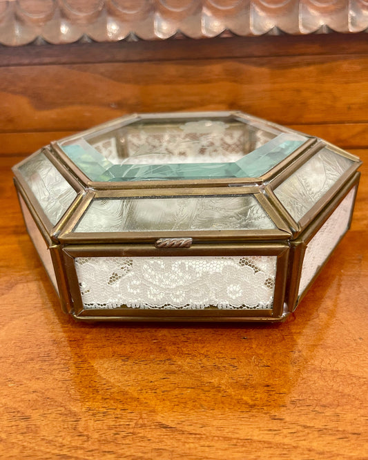Vintage Brass & Glass Trinket Box