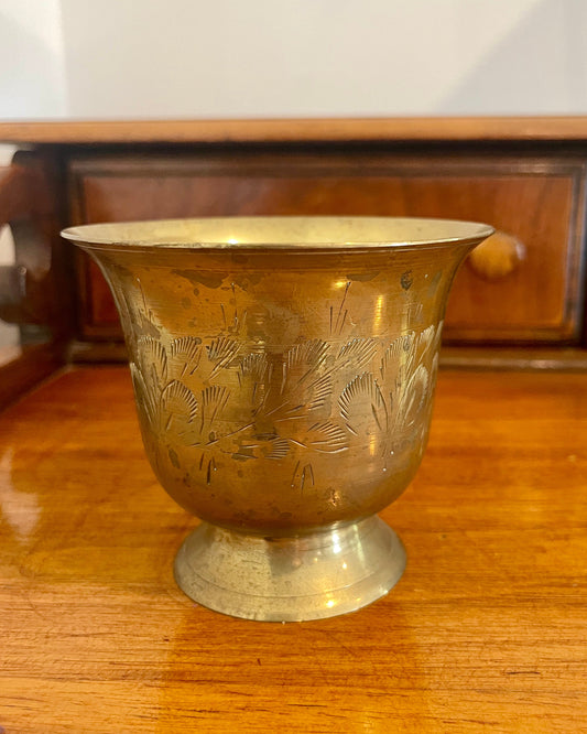 Vintage Etched Brass Cup